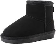 DREAM PAIRS Girls Boys Boots Kids Winter Ankle Faux Fur Lined Snow Shoes FuzzyClassic Kid's Low Boot for Toddler/Little Kid/Big Kid,Size 5 Toddler,All/black,KSB214-1