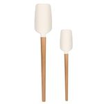 LorisArm Wooden Long Handle Jar Spatulas, 12" & 9" Rubber Spatula Scraper Silicone Spatulas for for Jar, Blender, Bottle.