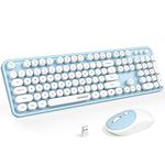 KNOWSQT Wireless Keyboard and Mouse Combo - Blue-White Full-Sized 2.4 GHz 104 Keys Typewriter Keyboard, Flexible Round Keycap and Optical Mouse for Windows, Computer, PC, Laptop, Desktop, Mac