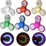 Dilabnda 6 PCS Light up Fidget Spinner Toys for Kids Teens Adults, LED Sensory Hand Fidget Toys for Stress Relief, Glow in The Dark Multiple Flash Modes Finger Toys Packs for Birthday Party Favors