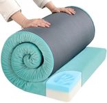 HOMBYS Memory Foam Camping Mattress for Outdoor Sleeping, 3" Thick Roll Up Porable Camping Mattress Pad Mat for Travel Truck Bed Tent (Blue, Small Single-72"x24"x3")