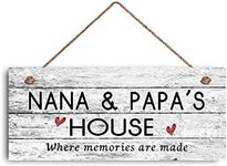 New Sign Nana and Papa's House Sign Where Memories are Made Distressed Style Gift for Grandparents Rustic Hearts 6" x 12"