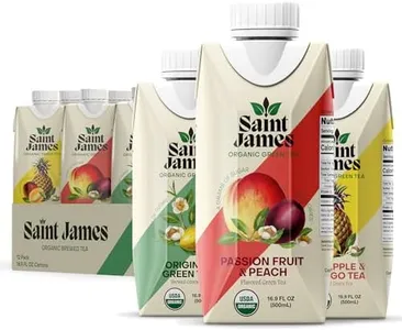 Saint James Iced Tea - Organic Green Tea - Non GMO, Gluten Free, Low Calorie & Low Sugar - Variety Green Tea Flavors, 12 Pack (16.9 fl oz each)