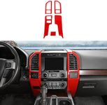 HTHE for Ford F150 2015-2020 Center Console Dash Panel Cover Kits Interior Decoration Trim Kits for Ford F150 2015-2020(5pcs/Set,Red)