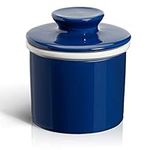 Sweese French Butter Dish with Lid - Butter Crock for Counter with Water Line for Spreadable Butter - No More Hard Butter - Navy , No. 305.103