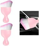 Ziciner 2 PCS Car Detailing Brush, Curved Soft Bristles Auto Removal Dust Collectors, Universal Vehicle Dashboard, Air Conditioner Vents etc Interior Cleaning Tool Accessory (Pink/Pink)