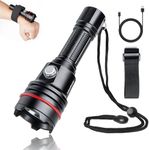 LetonPower Diving Flashlight, 2000Lumens Dive Light,100m Underwater Flashlight,Dive Lights Scuba Diving,with Type-C Charging Dive Torch for Professional Outdoor Underwater Sports, Submariner-14S