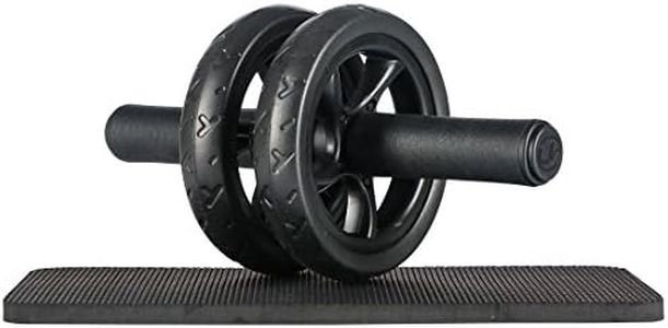 Ultrasport Entrenador abdominales AB Rueda, AB rodillo, entrenador músculos abdominales ahorra espacio hogar, ideal como entrenador físico ayudarl perder peso, rodillos dobles y Rodilla Estera, Negro