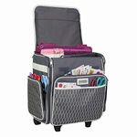 Everything Mary Wheeled Scrapbook Tote for Scrapbooking & Art - Travel Organizer Storage Bin for Paper, Glue, Tape Grey/White Diamond