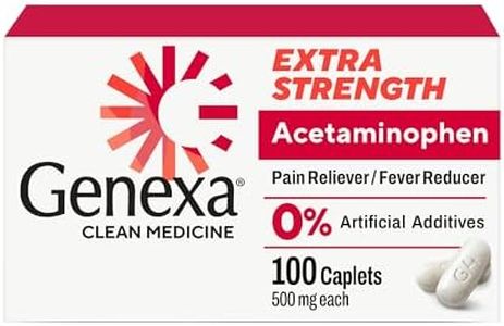Genexa Clean Acetaminophen 500mg Extra Strength, Dye Free Pain Reliever Fever Reducer, 0% Artificial Additives, Pain Medicine for Adults, Relieves Headache, Backache, Minor Arthritis Pain, 100 Tablets