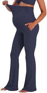 Sunzel Sunzfly Maternity Flare Leggings with Pockets Over The Belly, Buttery Soft Pregnancy Wide Leg Yoga Pants for Workout & Daily Wear,30 Inseam Graphite XL