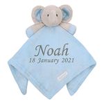 Personalised Comforter Baby Boys Girls Newborn Snuggly Blanket Blue Elephant