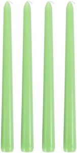 Dawhud Direct Green Dripless Scented Taper Candle 4pcs Set - Smokeless Long Wax Candles - Colored Taper Candles - Unscented Taper Candles - Candlesticks for Decor on Wedding and Festival season