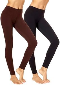 No Nonsense Women's Cotton Legging, Black/Espresso - 2 Pair Pack, Medium