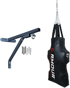 RMOUR Boxing Punching Bag, Unfilled Heavy PU Dummy Boxing Bag, Punch Bag Face Boxing MMA Sparring Punching Training Kick Boxing Muay Thai with Hanging Chain Heavy Duty Wall Mounted Stand (3 Feet)