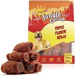 Jungle Calling Triple Flavor Rolls Dog Treats, Made with Real Chicken Duck Beef Meat, Rawhide Free Dog Snacks,Healthy, Easily Digestible, and High Protein Dog Treat, 10.6 oz