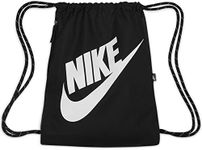 Nike Heritage Drawstring Bag, Black/Black/White