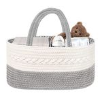 Moseem Nappy Caddy Organiser, Diaper Caddy Baby Essentials for Newborn,Multifunctional Nappy Caddy Organiser Portable Nursery Storage Basket with Changeable Compartments,Cotton Woven Rope