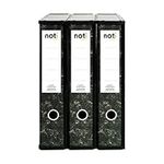 Box File Lock Spring with Ring Pull and Catch, 70mm Spine, Foolscap Black & White Pack of 3