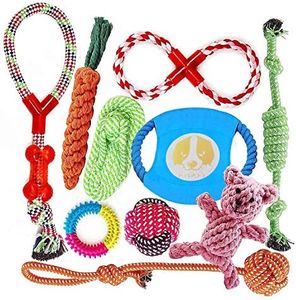 FONPOO Grupo de Juguetes para Perros Durable Masticable Cuerda Soledad Grupo de Juguete para Perrito Pequeño Medio Solitario para Mantener a su Perro Sano 10 Piezas …