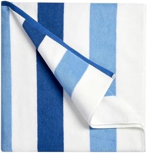 Bornbay Oversized Cotton Beach Towel - 40"X70" Extra Large Plush Thick Stripe Pool Towel, XL Soft Striped Cabana Swimming Towels for Adults Mens Women Girls (White Navy Blue)