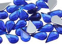 Allstarco 10x6mm Flat Back Teardrop Acrylic Rhinestones Plastic Gems for Jewelry Making Costume Jewels Cosplay Card Making Embelishments Crafts - 100 Pieces (Blue Sapphire H104)