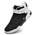 FZUU Men's Fashion High Top Sneakers Sports Casual Shoes (Black, Adult, Men, 7.5, Numeric, US Footwear Size System, Medium)