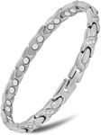 MagnetRX® Ultra Strength Magnetic Bracelets for Women – Double Magnet Stainless Steel Crystal Bracelet for Women – Adjustable Bracelet Length with Sizing Tool (Silver)