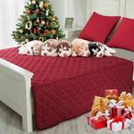 Dog Blankets for Couch Protection Christmas Red Waterproof Dog Bed Covers Pet Blanket Furniture Protector (Christmas Red + Green, 82"x108")