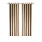 Imperial Rooms Crushed Velvet Eyelet Curtains 46x54 Beige Fully Lined Blackout Curtains for Living Room Bedroom 2 Panels with 2 Matching Tie Backs (116cm x 137cm)