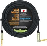 WORLDS BEST CABLES 6 Meter - Guitar Bass Instrument Cable Custom Made Using Mogami 2524 Wire and Amphenol QM2R-AU & QM2P-AU ¼ Inch (6.35mm) Gold TS Connectors