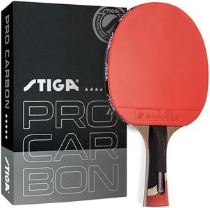 STIGA Pro Carbon Performance-Level Table Tennis Racket with Carbon Technology for Tournament Play - Red and Blue Colors