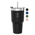 BOZ Tumbler - Tumbler with Lid and Straw - Insulated Tumblers - Cups with Lid and Straw - Stainless Steel Tumbler - Perfect for Hot and Cold Drinks - BPA Free (Black)