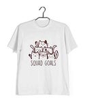 Aaramkhor Pets T-Shirt for Men | Cats | Squad Goals |Cute Pet Kittens | Regular Fit for Men |White | Small (38)