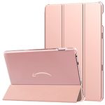 MoKo Case for All-New Amazon Fire HD 10 Tablet(13th Generation, 2023 Release) 10.1", PU Leather Trifold Stand Cover for Fire Tablet 10 2023 Transparent Frosted Backshell, Auto Wake/Sleep, Rose Gold