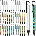 Yexiya 16 Pcs Sublimation Pens Blank Heat Transfer Pen Sublimation Ballpoint Pen with Shrink Wrap White Aluminum Customized Clip Pen School Supplies for Christmas DIY Office School Stationery Supplies