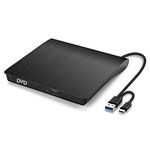 External CD Drive, USB 3.0 Portable CD/DVD +/-RW Drive Slim CD/VCD ROM Rewriter Burner Floppy Superdrive for Laptop Desktop PC Windows and Linux OS Apple Mac Macbook Pro