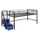 DHP Sol Junior Twin Metal Loft Bed with Storage Steps, Black