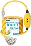 DEWENWILS 100FT GFCI Extension Cord, 3 Prong Plug, 12/3 AWG SJTW