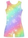 ACOCOPY Gymnastics Leotards for Girls Sparkly Stretchy Dance Outfit Rainbow Biketards Unitard