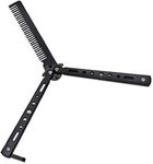 Street27® Butterfly Comb Stainless Steel Folding Training Practice Comb Hair Styling Tools Balisong Comb Metal Comb for Professional Hair Salon Training Exercises & Beginner (Black)