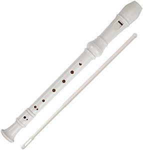 Soprano Recorder Descant Flauta Recorder 8 Hole ABS Clarinet German Style Treble flute C Key for Kids Children With Fingering Chart Instructions with Cleaning Rod Bag white