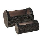 Woodland Textured Trunk Style Plastic Trough Planters - Set of 2 - Suitable for Indoor or Outdoor Use - 27.5cm (L) x 14cm (W) x 14cm (H)