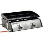 Outsunny Gas Plancha Barbecue Grill with 2 Stainless Steel Burner, 5kW, Portable Tabletop Gas BBQ with Non-Stick Griddle for Camping Picnic Garden Party Festival
