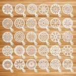 OOTSR 30 PCS Coffee Stencils for Decoration, Baking Templates for Cappuccino Latte Cake Cookie Baking Hot Chocolate, Reusable Drawing Painting Art Mould for Crafts DIY