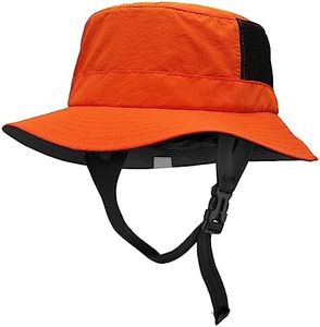 Seektop Surf Bucket Hat with UPF 50+ UV Protection, Wide Brim Sun Hat with Adjustable Chin Strap for Surfing, Water Sports, Orange, One Size