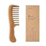 EQLEF Green Sandalwood Comb, Wooden Wide Tooth Comb for Curls No Static Handmade Hair Comb Quality Wooden Curls Comb for Women (Wide-Tooth Comb)