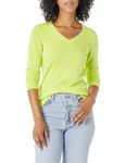 Amazon Essentials Women's Classic-Fit Lightweight Long-Sleeve V-Neck Jumper (Available in Plus Size), Neon Yellow, XXL