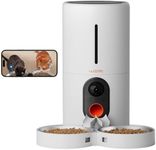 WOPET Automatic Cat Feeder with Camera for Two Cats, 1080p HD Automatic Dog Feeder, 5G WiFi Pet Feeder with Night Vision for Cat & Dog, SD Card Storage & 2-Way Audio,White 6L