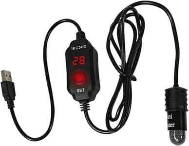 Small Submersible Aquarium Heater, 10W Mini Aquarium Heater with Digital Display Thermostat, Temperature Adjustable 5V/2A USB Powered Super Mini Turtle Heater Safe Tank Heater for 1 to 5L Tanks